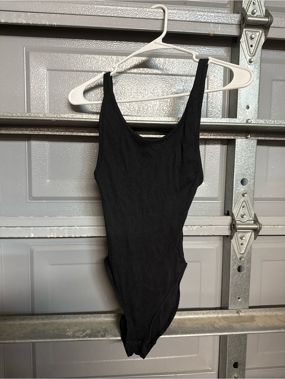 Urban Outfitters Black Ribbed Scoop Neck Bodysuit
